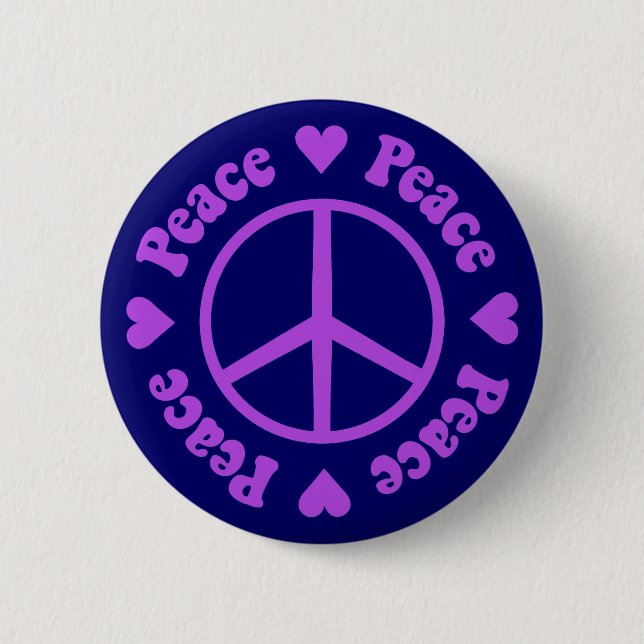 Purple Peace Sign 6 Cm Round Badge (Front)
