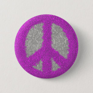 Purple Peace Sign 6 Cm Round Badge