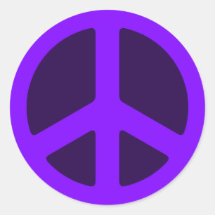 Purple Peace Sign Classic Round Sticker