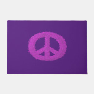 Purple Peace Sign  Doormat