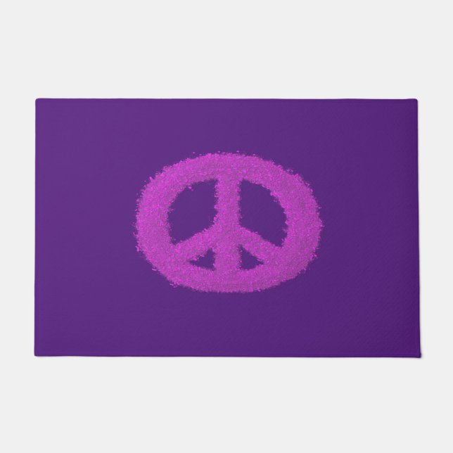 Purple Peace Sign  Doormat (Front)