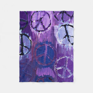 Purple Peace Sign Fleece Blanket