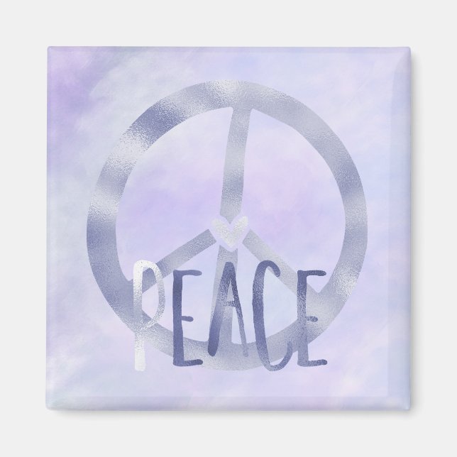 Purple Peace Sign Inspirational Quote Magnet (Front)