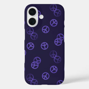 Purple Peace Sign Pattern iPhone 16 Case