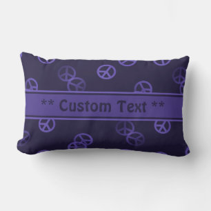 Purple Peace Sign Pattern w/ Custom Text Lumbar Cushion