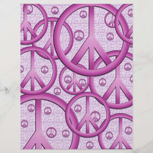 Purple Peace Signs Scrapbook Paper (Front)