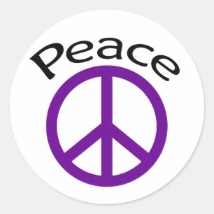 Purple Peace & Word Classic Round Sticker