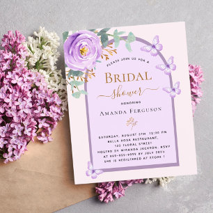 Purple peach butterflies Bridal Shower invitation