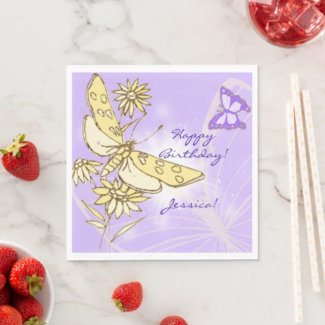 Purple Peach Butterfly  Napkin (Insitu)