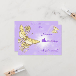 Purple Peach Butterfly RSVP Card