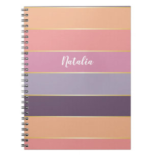 Purple Peach Custom Summer Colour Block Stripes Notebook