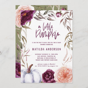 Purple + peach floral, pumpkin fall baby shower