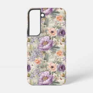 Purple Peach Flowers Floral Vintage Shabby Chic Samsung Galaxy Case
