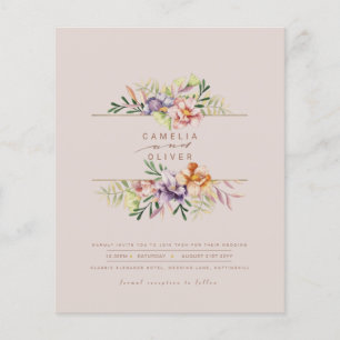 Purple Peach Summer Floral Wedding Invite QR Code Flyer