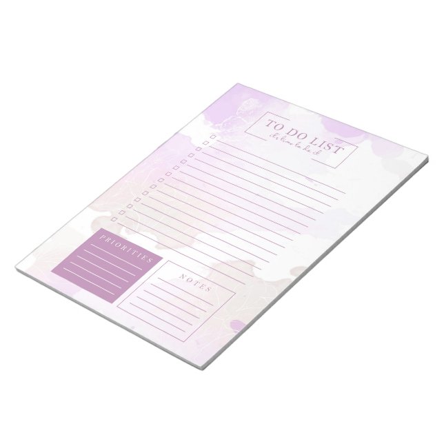 Purple-Peach Watercolor To-Do List Notepad (Angled)