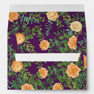 Purple Peach Wedding Floral Roses Envelope