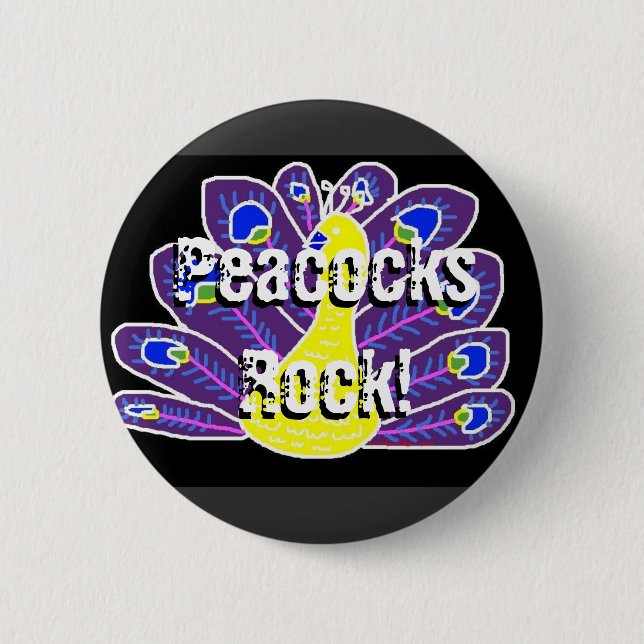 Purple Peacock 6 Cm Round Badge (Front)