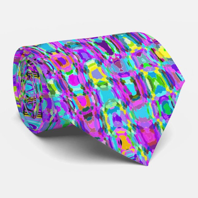 Purple Peacock Abstract Tie (Rolled)