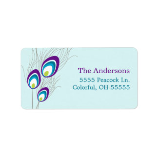 Purple Peacock Address Labels