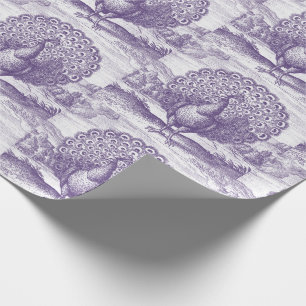 Purple Peacock Antique engraving Wrapping Paper