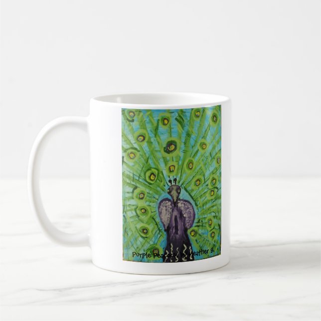 Purple Peacock by Heather S. Coffee Mug (Left)