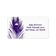 Purple Peacock Feather Address Labels
