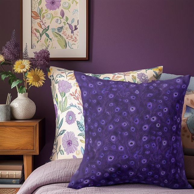 Purple Peacock Feather Cushion (Creator Uploaded)