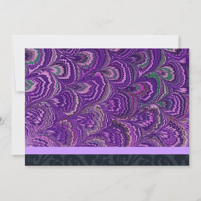 Purple Peacock Feather Party Invitation (Front)