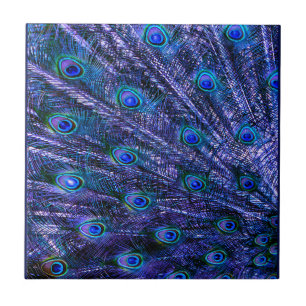 Purple Peacock Feathers Baby Blanket Ceramic Tile