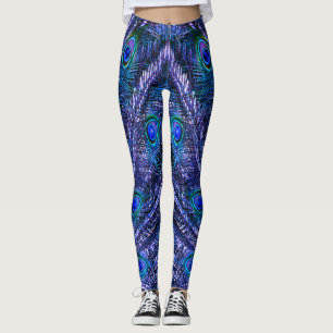 Purple Peacock Feathers Leggings