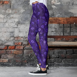 Purple Peacock Feathers Leggings