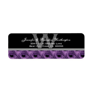 Purple Peacock Feathers Return Address Label