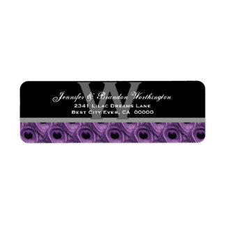 Purple Peacock Feathers Return Address Label