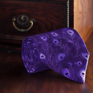 Purple Peacock Feathers Tie