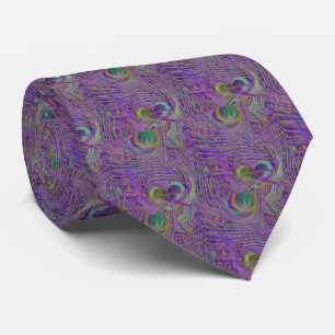 Purple Peacock Feathers Tie