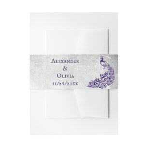 Purple Peacock Leaf Vine Invite Belly Band Invitation Belly Band