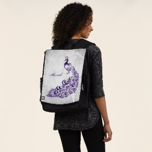 Purple Peacock Personalised Backpack
