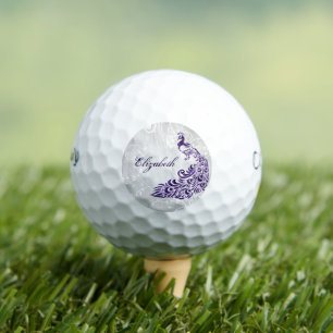 Purple Peacock Personalised Golf Balls