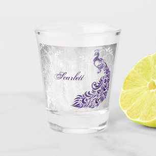 Purple Peacock Personalised Shot Glass