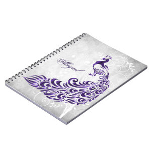 Purple Peacock Personalised Spiral Notebook