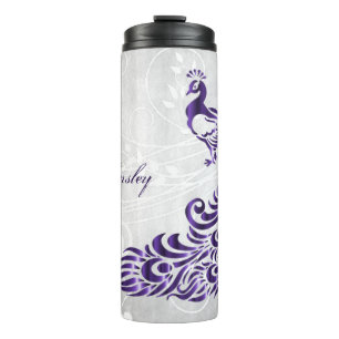 Purple Peacock Personalised Thermal Tumbler