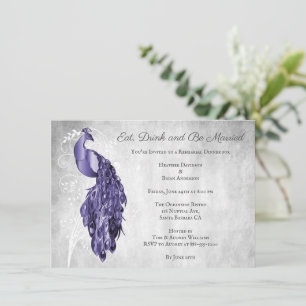 Purple Peacock Rehearsal Dinner Invitation