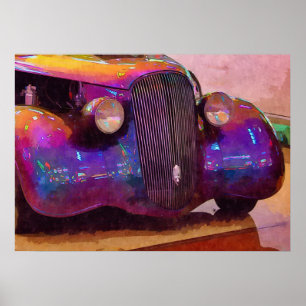 Purple Pearl Classic Car Front End Poster Art