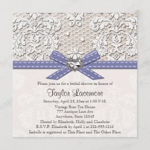 Purple Pearl Lace Diamond Bridal Shower Invitation