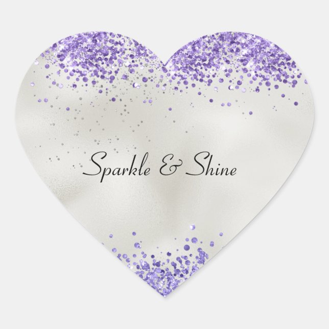 Purple Pearl Silver Sparkle     Heart Sticker (Front)