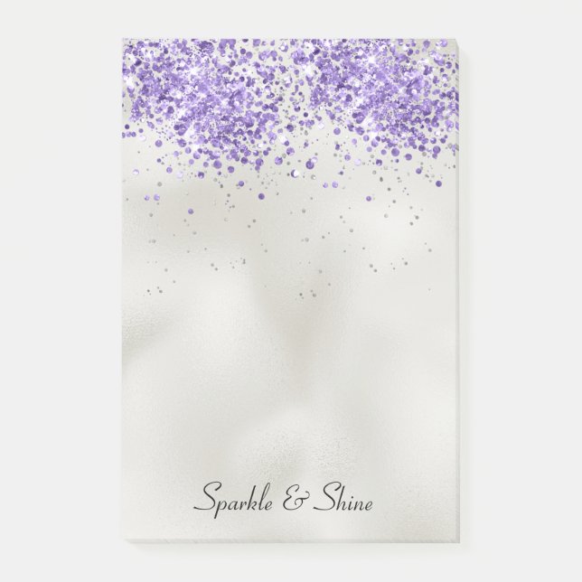 Purple Pearl Silver Sparkle    Post-it Notes (Front)