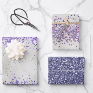 Purple Pearl Silver Sparkle      Wrapping Paper Sheet