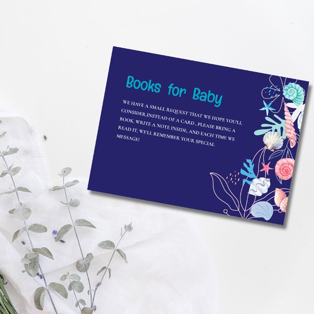 Purple pearl under the sea baby shower Book  Enclosure Card (Creator Uploaded)