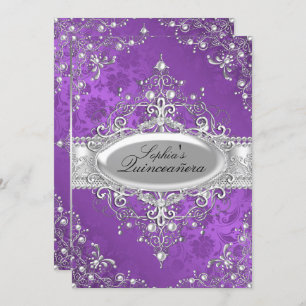 Purple Pearl Vintage Glamour Quinceanera Invitation
