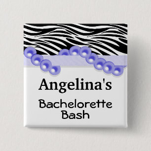 Purple Pearls And Ribbon Guest Party Favour 15 Cm Square Badge